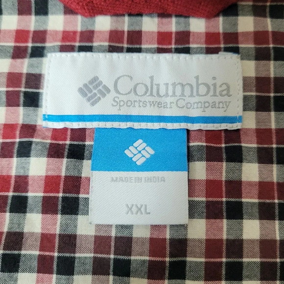 Men's Columbia Plaid Red/Black/White Button Down Shirt sz XXL 216 - Picture 4 of 10